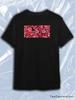 TeeSensation Black Crew Neck Short Sleeve T-Shirt with Red Pink Lipstick Kiss Marks Horizontal Print