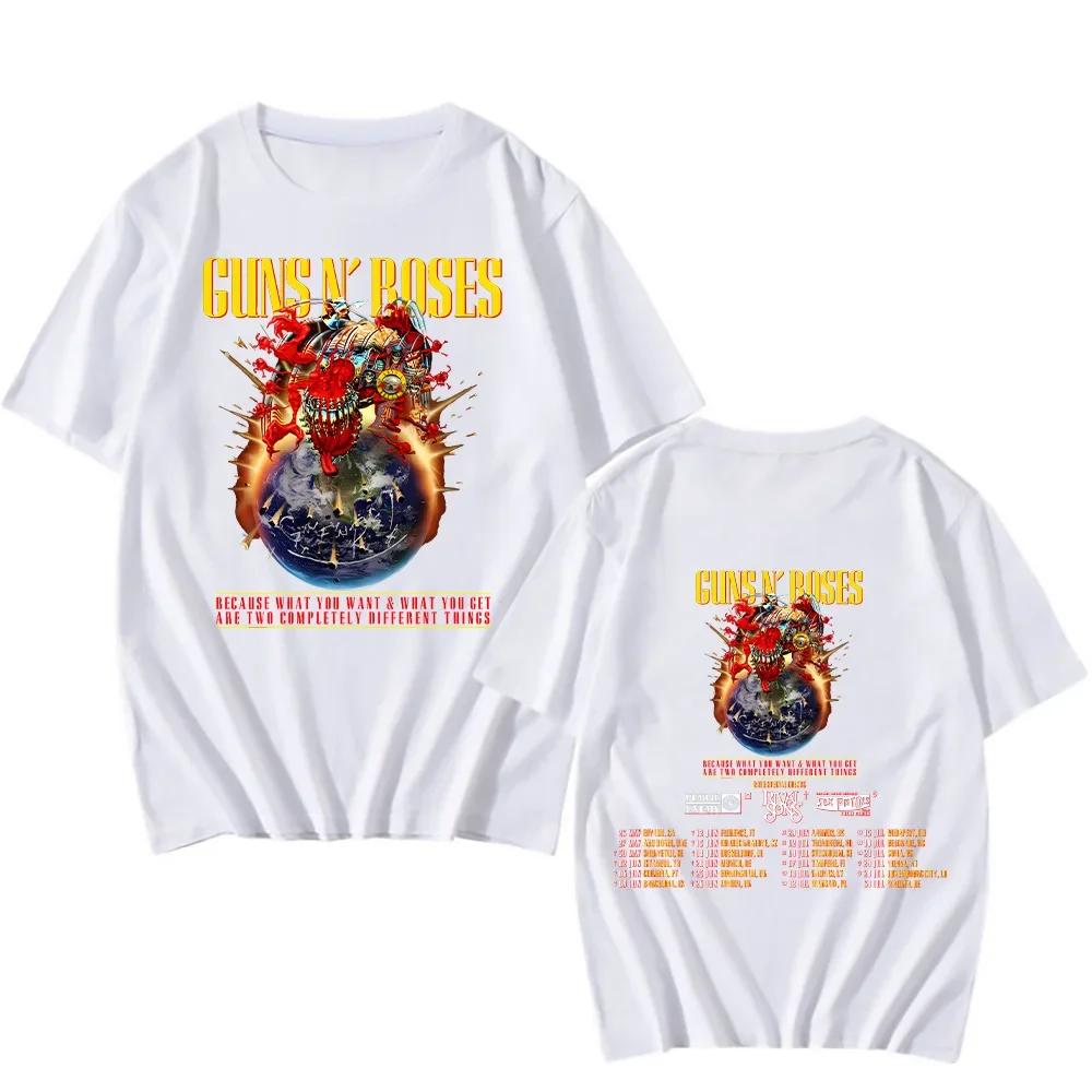 Guns N Roses 2025 Tour Tshirts Vintage Rock Band Streetwear Short Sleeve Fashion Cotton Tshirts Women Unisex Tees Chic Y2K Clothes