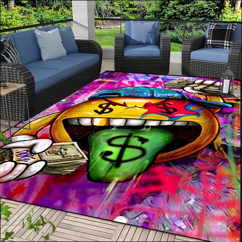 1 шт. Ковер-граффити с долларом и высунутым языком для спальни, игровой, придверный коврик для гостиной, ванной комнаты, коврик для домашнего декора