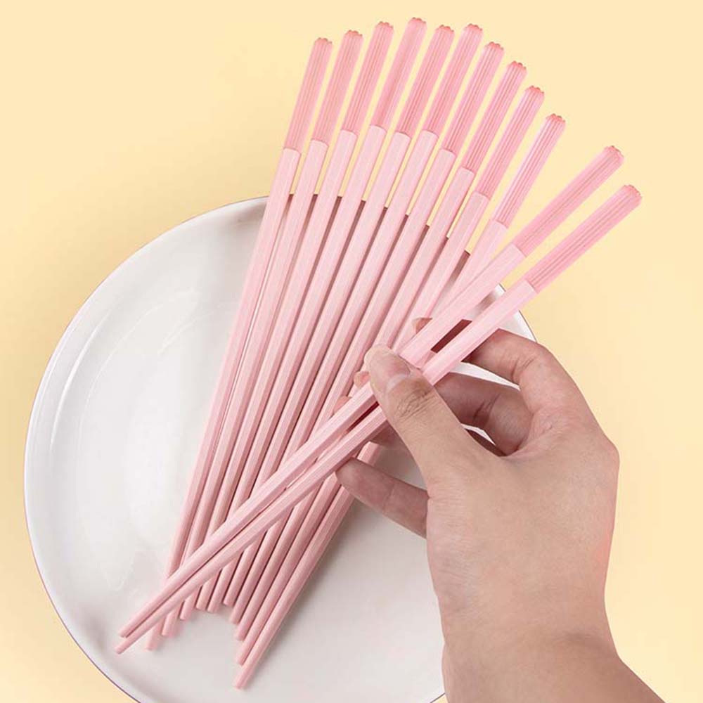 5Pairs/Set Lovely Pink Chopsticks Set Japanese Style Dishwasher-safe Alloy Chopsticks Food Non-slip Chopsticks Kitchen Supplies