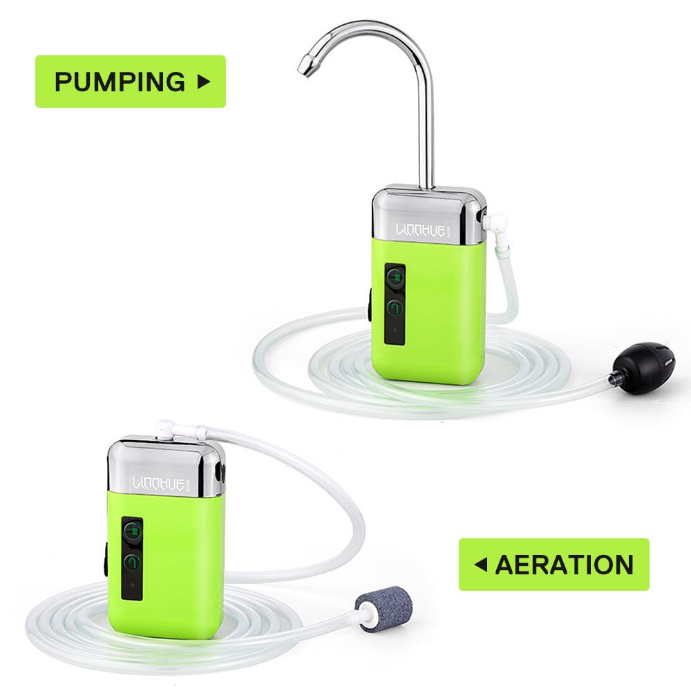 Outdoor Portable Mini Air Pump Air Oxygen Pump With Air Stone Tube 3-in-1 Sensing USB Charging