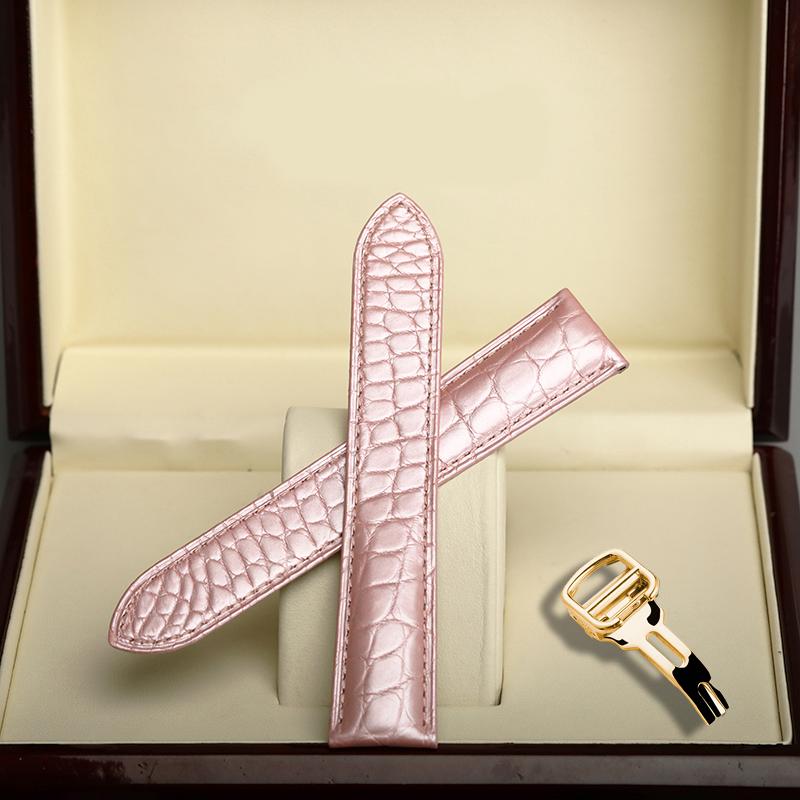20 22 мм Синий Фиолетовый Серый Розовый Аллигаторовый Ремешок Замена Cartier Tank London Мужской Женский Складная Пряжка Аксессуары для Ремешка Часов