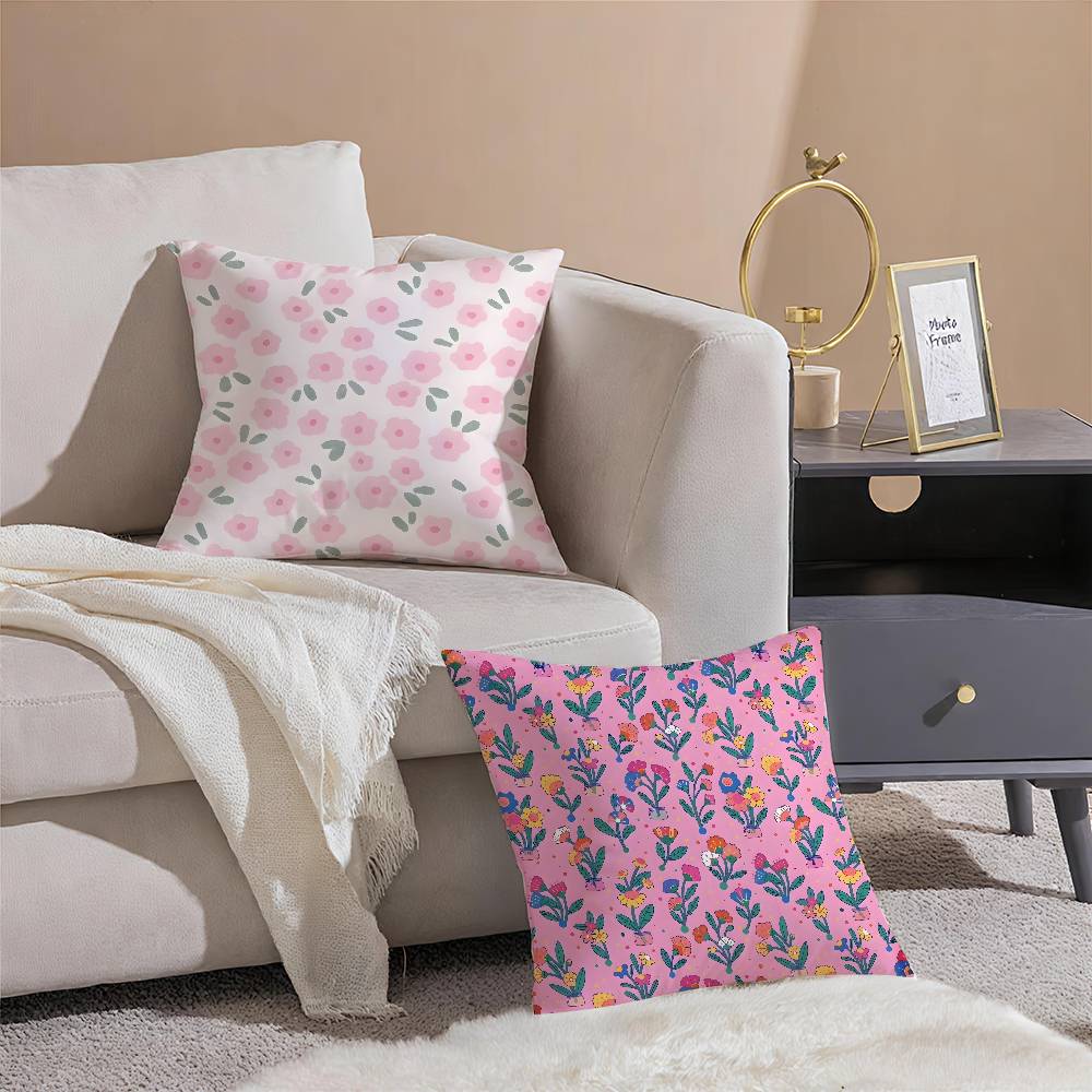 Girls Heart Spring Floral Ins Style Pillow Case Comfort Sofa Bed Silky elegant Invisible zipper Decorative cushion cover