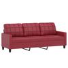 3 Seater Sofa Burgundy 180 cm Faux Leather