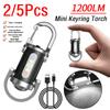 2/5Pcs 1200LM Super Bright Mini Keyring Torch IP66 Waterproof LED Torch Key Ring Torch with Type-C Charging Cable Pocket Lamp