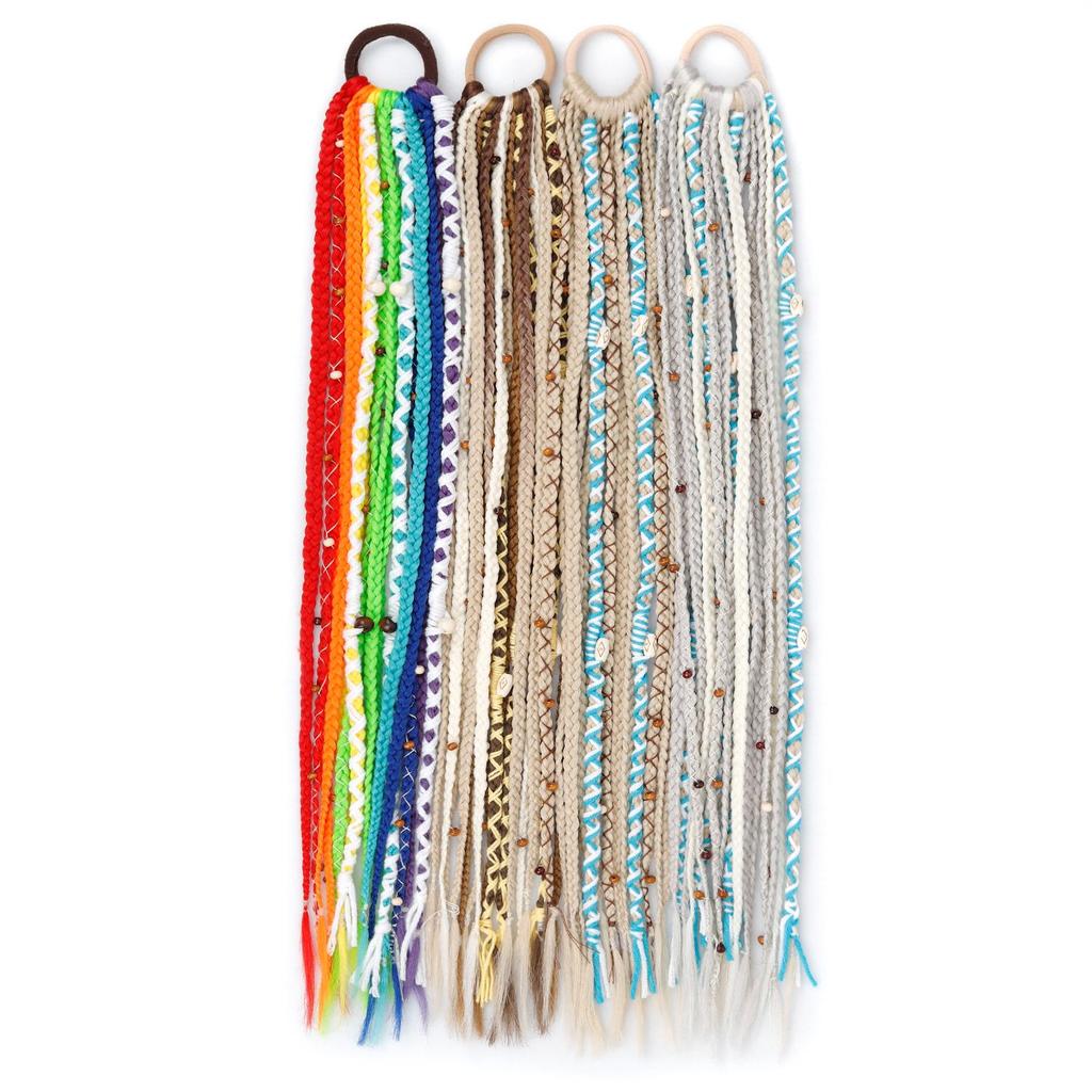 Синтетическая коса-дреды, заплетенная вручную, 24 дюйма, бохо-плетеный хвост-резинка для волос для женщин, вечерний, повседневный