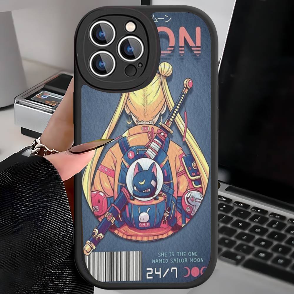 Чехол для телефона S-Sailors Anime Moon для iPhone 16 15 14 13 12 11 Pro Max Plus 16E Мягкий кожаный чехол