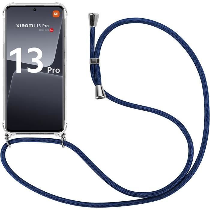 Coque Bandoulière pour Xiaomi 13 Pro - Coins Renforcés Anti-Rayure Souple + Bandoulière Bleu Marine