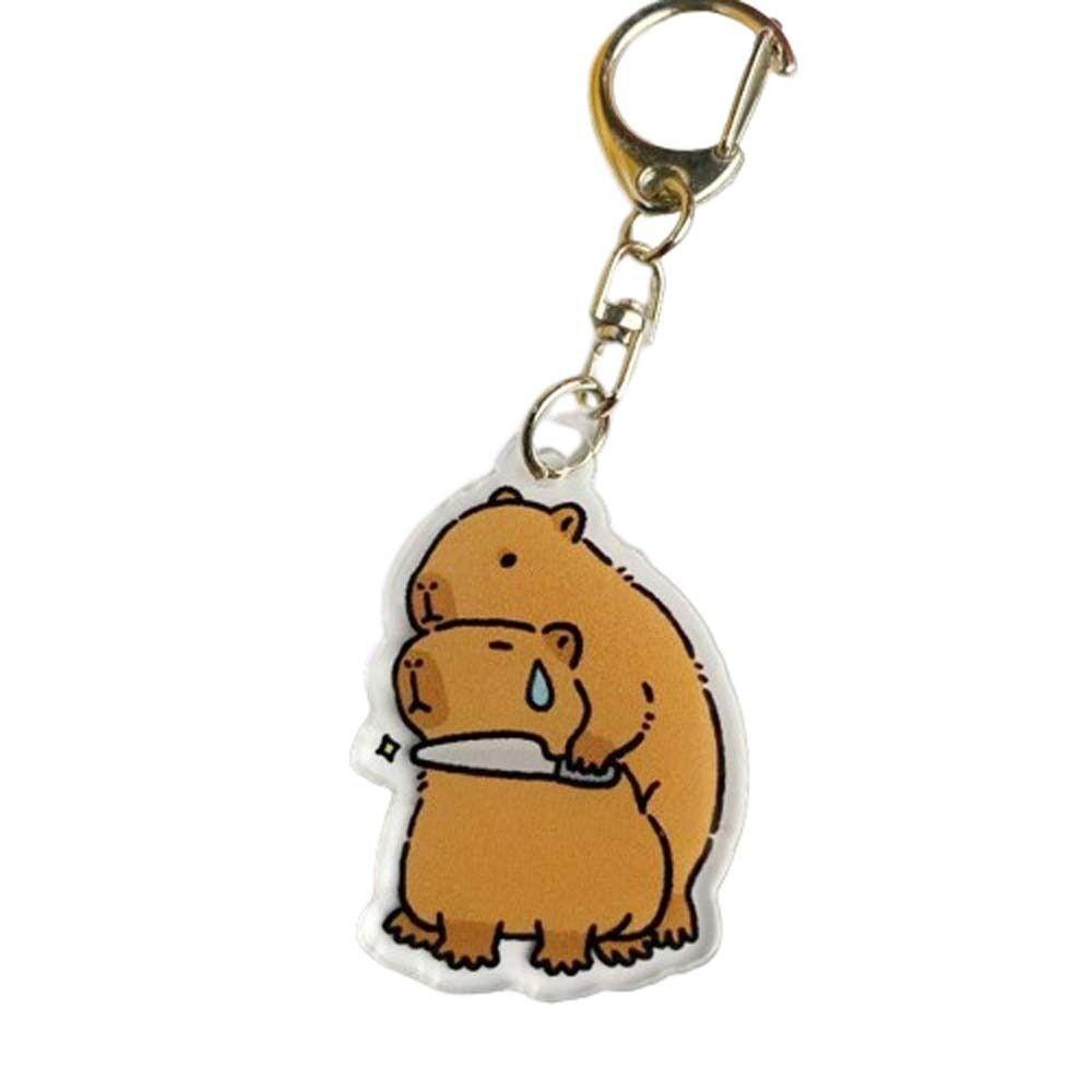 Cartoon Capybara Cartoon Capybaras Keyring Acrylic Kapibala Keyrings  Hanging Accessory