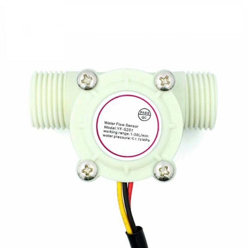 Датчик расходомера жидкости Plug & Play 5-18 В пост. тока Диапазон 1-30 л/мин для Воды Охлаждающей жидкости Подходит для Проектов DIY Автоматизации