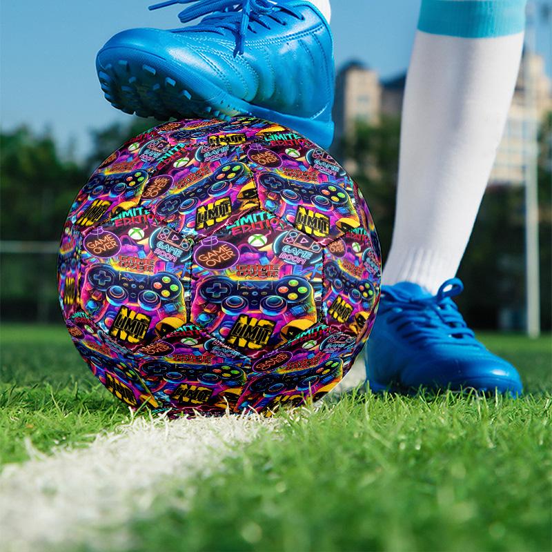 Game on Print Size 5 Soccer Ball, PU Wear Resistant Football for Match Training and Daily Practice, Birthday Gift for Soccer Fans