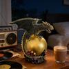 Gothic LED Table Lamp Raven's Moonlight/Pterosaur Desk Lamp Mysterious Crow/Dinosaur on Glowing Orb Sculpture for Halloween Fantasy Indoor Home Decor