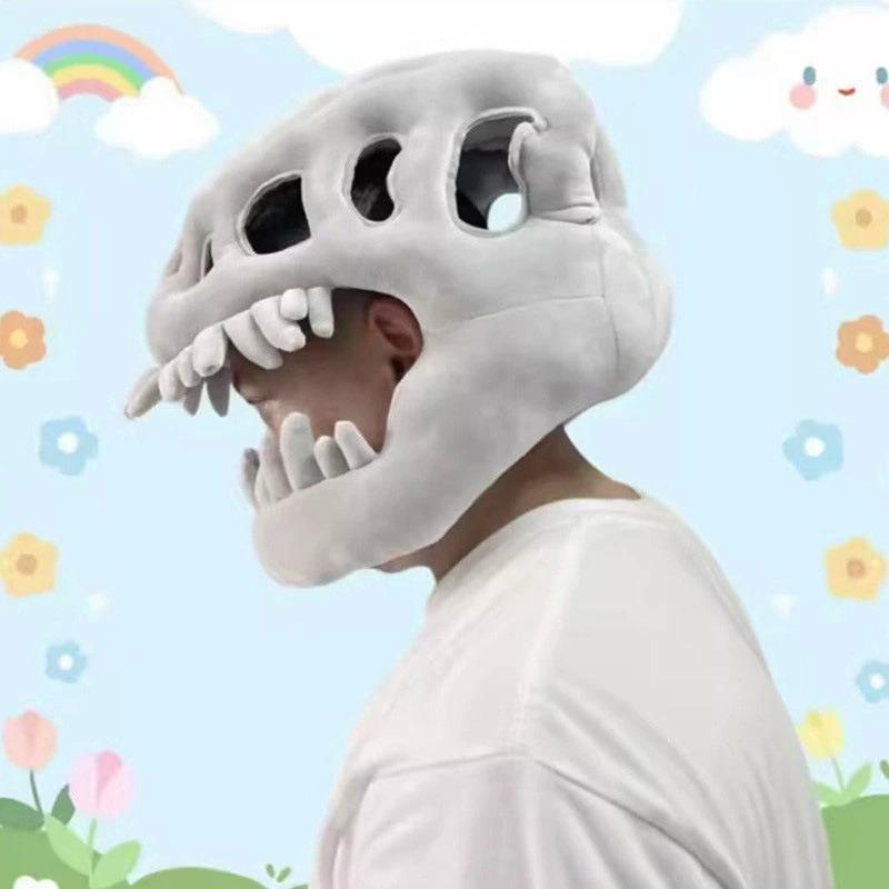 Толстовка Скелет Динозавра Плюшевая Игрушка Косплей Шапка Кукла Подарок