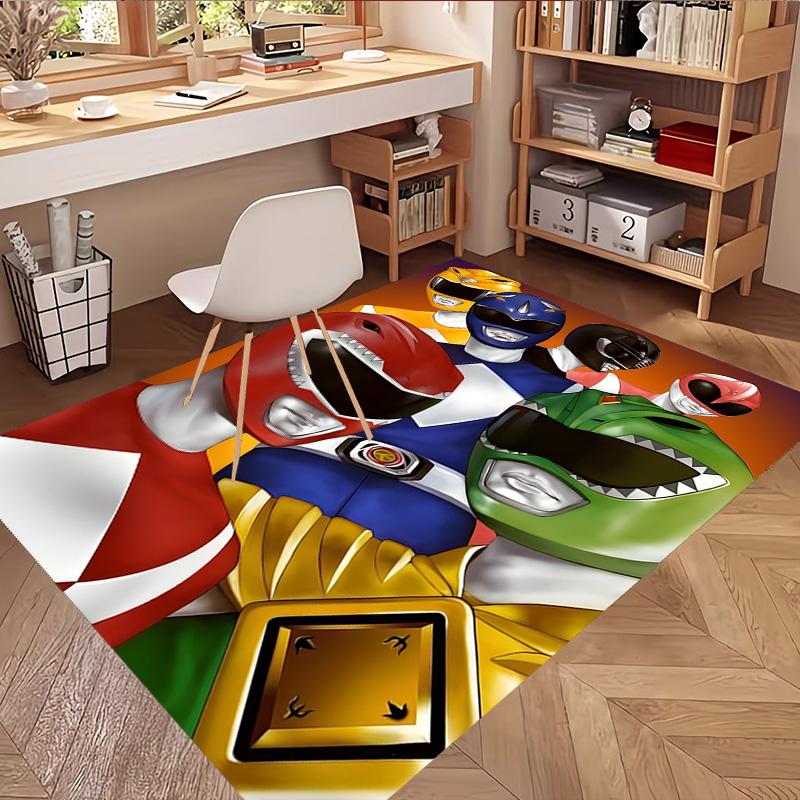 Mighty Morphin Power Rangers Print Rug, Washable Floor Carpet, For Entryway Dorm Laundry Room Office Study, Home Decor Birthday Christmas Gift