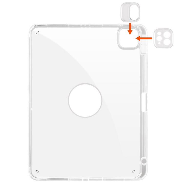 For iPad Pro 13 (2024) Case Rotating Stand PU Leather Clear Back Detachable Tablet Cover