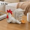 Garden Ornament for Yard White Rooster Statue with Enchanting Posture & Long Eyelashes, Creative Table Art Sculpture, Funny Resin Auspicious