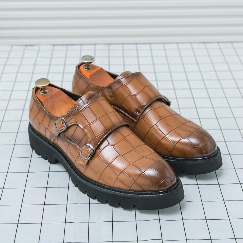 Модная корейская мужская повседневная кожаная обувь лоферы на толстой подошве, увеличивающая рост, формальная обувь слипоны для бизнеса и офиса