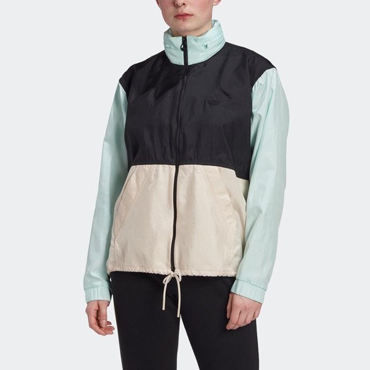 adidas Originals Color Block Воротник-стойка Длинный рукав Молния Ретро Спортивная куртка Женские куртки Черный GD2532