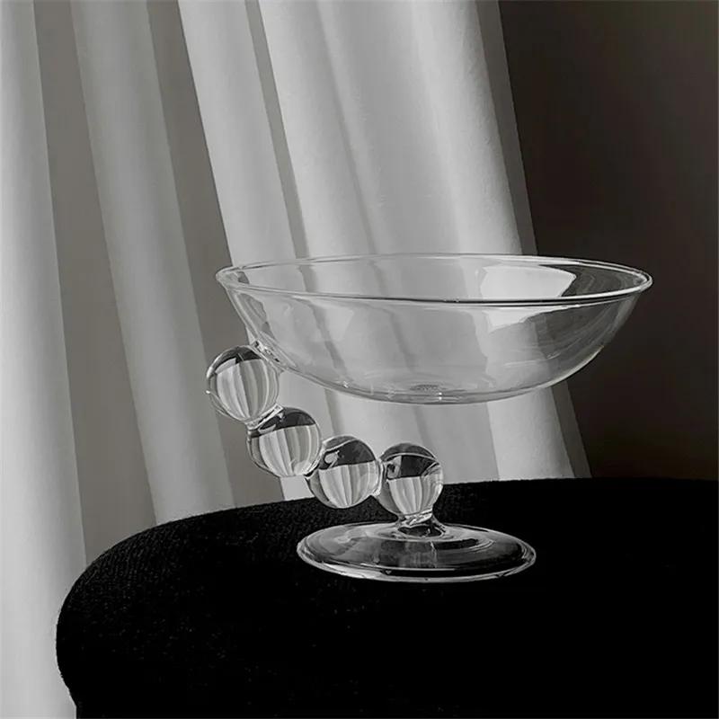 Прозрачная стеклянная миска в скандинавском стиле для украшения домашнего кофейного столика, тарелка для закусок, фруктовый десерт, миска для мороженого, поднос для хранения ювелирных изделий