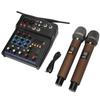 4 Channel Small Bluetooth Stereo Mixer with 2 Wireless Microphones Family Stereo Processor for Live Streaming