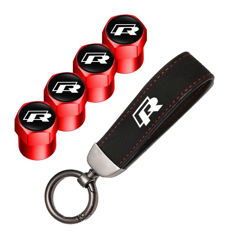 VW Car Tire Wheel Valve Caps Cover Suede VW Car Key Chain Ring Keychain For VW GTI Scirocco Polo T5 Passat B6 Golf Tiguan Jetta zf8