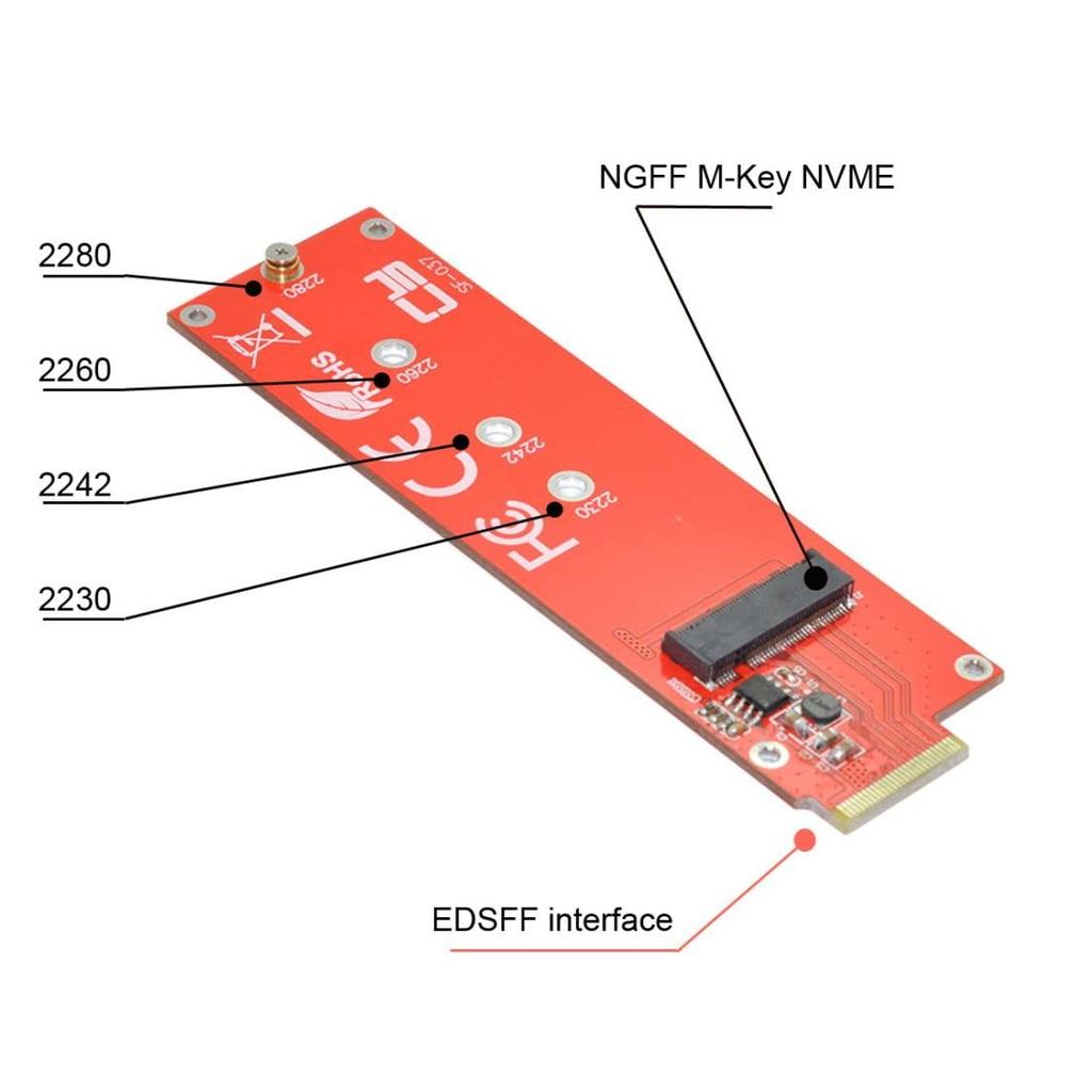 ChenYang CY 4X NVMe NGFF SSD Host Adapter Ruler 1U EDSFF Short SSD Carrier Adapter M-Key GEN-Z E1.S
