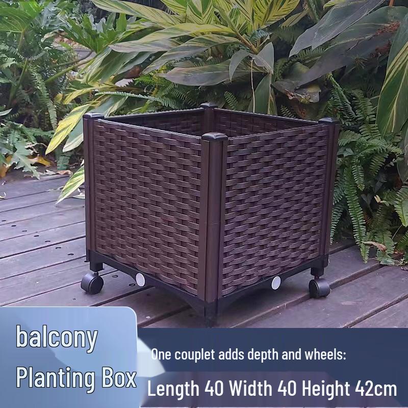 Deepened Plastic Planter Box with Wheels