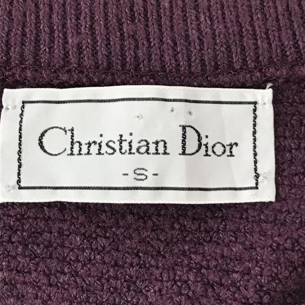 Винтажный Сделано в США / Christian Dior / Вязаный жилет [Женский S / Фиолетовый] V-образный вырез(ИСПОЛЬЗОВАЛ)
