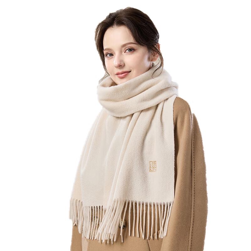 JIUMU Women's Red Pure Wool Winter Scarf