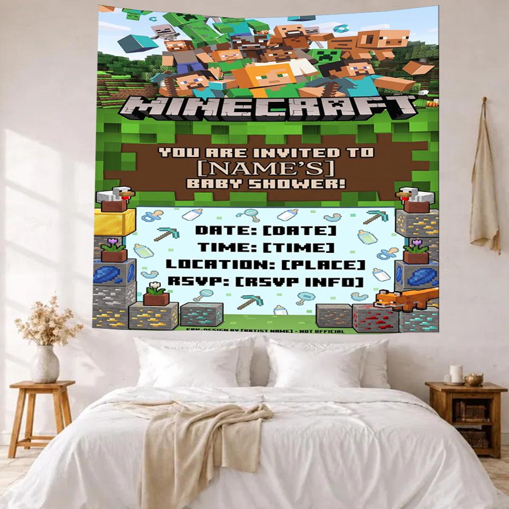Minecraft Индивидуальный Декор Стены С Вашим Именем Гобелен Искусство Для Памяти Питомца День Рождения Свадебная Вечеринка Фон Семейный Подарок