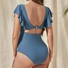 2024 Купальники для беременных Push Up с высокой талией и открытой спиной Купальники женские сексуальные большие размеры сплошной цвет Цельная одежда для плавания