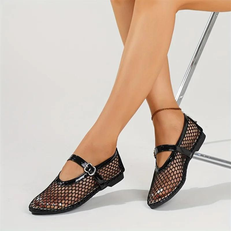 Новая черная пляжная обувь, удобная женская обувь на плоской подошве в стиле ретро, летние сандалии на полой сетке, женские роскошные сандалии на плоской подошве, большие размеры 42