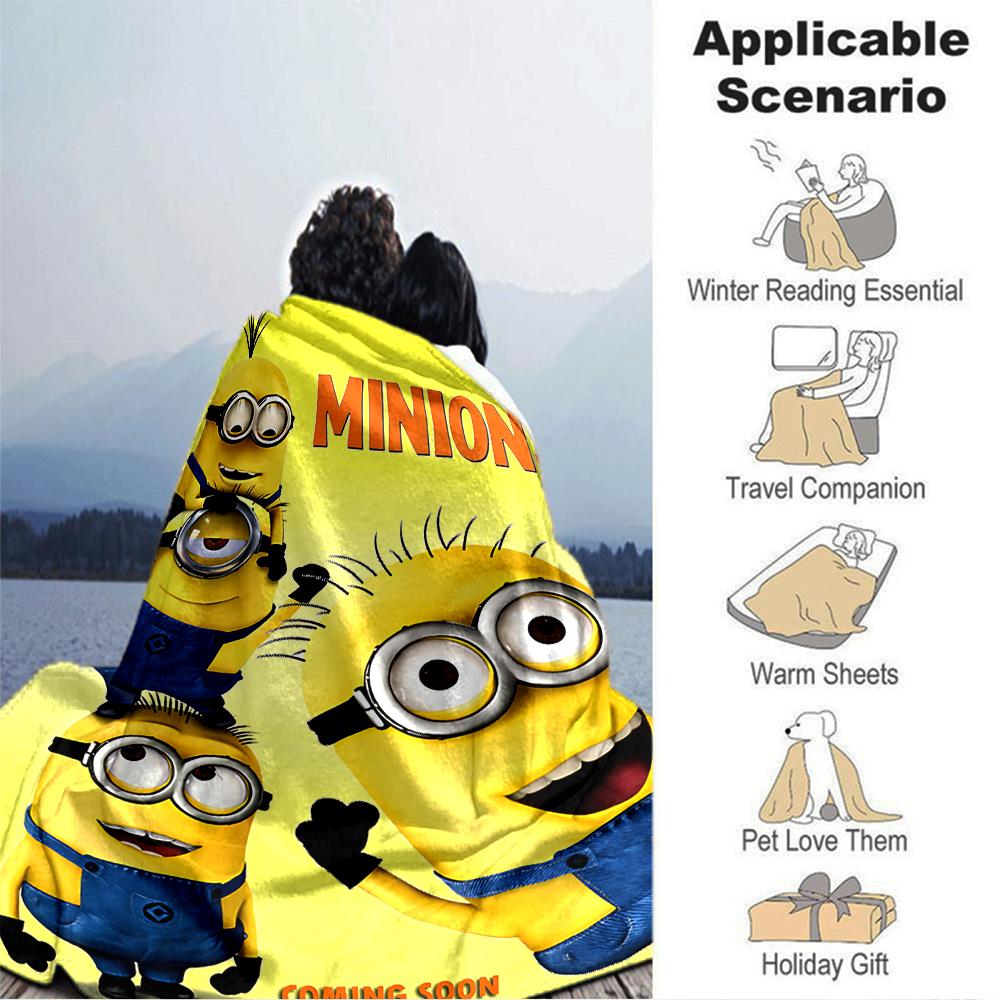 Minions Movie Poster Blanket Soft Throw Blanket For Home Bedroom Bed Sofa Travel Office Solid Christmas Blanket