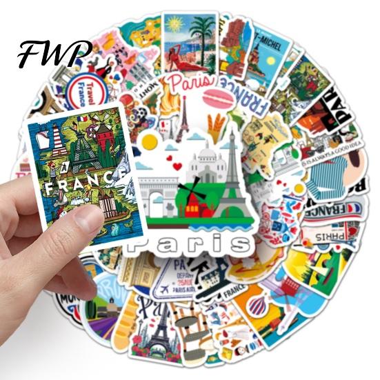 French Landmark Stickers for Scrapbooking 50Pcs France Travel Stickers, Vinyl Decals, Peel and Stick Durable Scratch Resistant PVC Decals Water