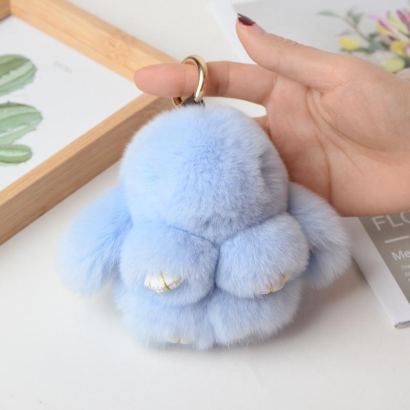 10CM Mini Fluffy Real Fur Pompon Bunny Women Girls Cute Plush Rabbit On Bag Jewelry Wedding Party Toy Kid Gift Bag Charm
