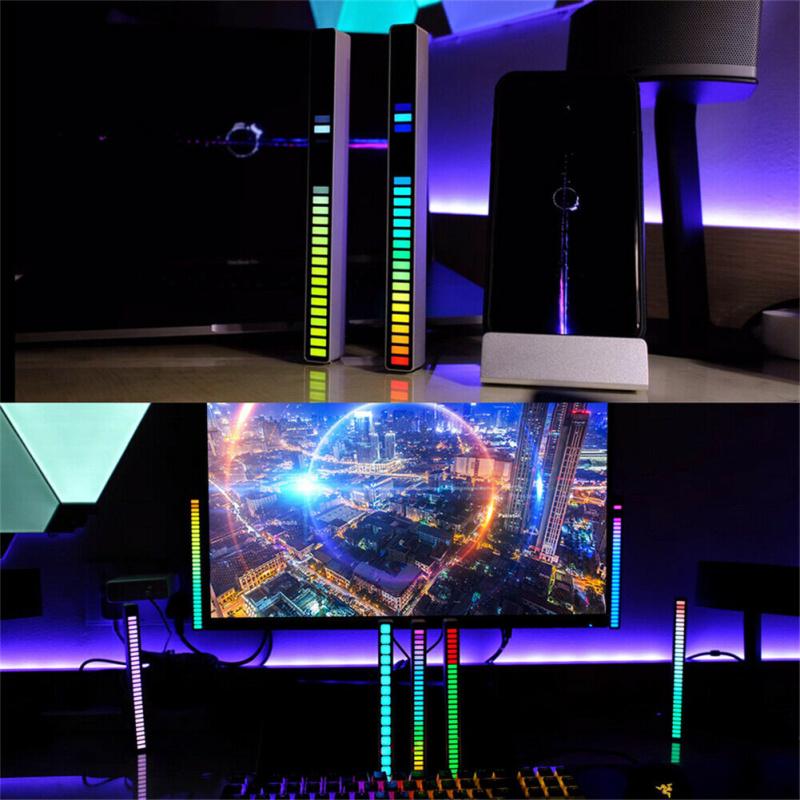Металлический светодиодный симфонический ритм-светильник RGB Sound Control Atmosphere Strip Lamp Stress Relief Desktop Party