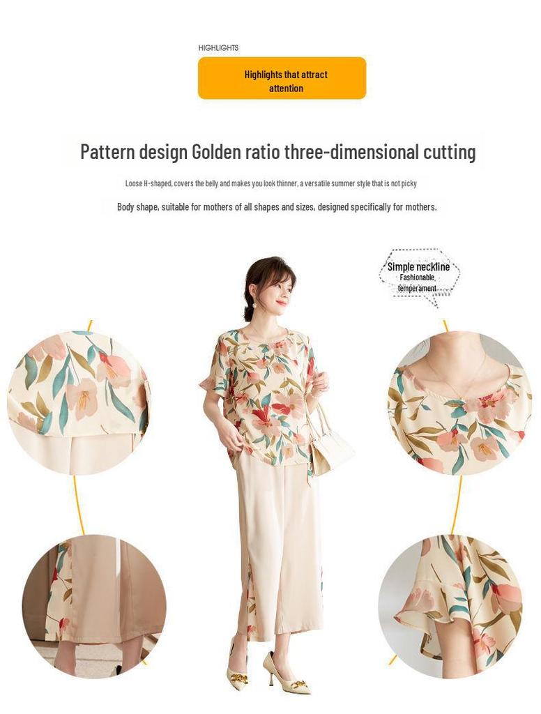 Летний стильный комплект из рубашки с цветочным принтом и широких брюк для женщин 2025 года