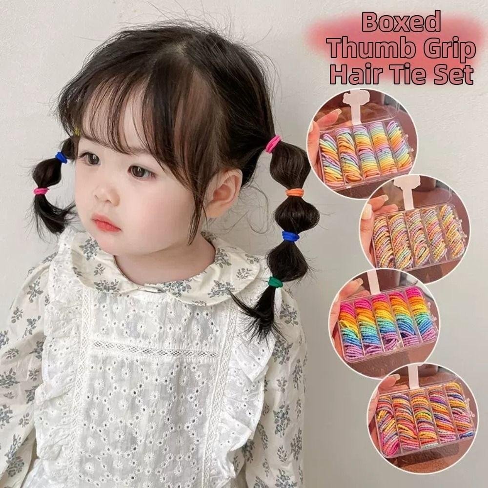 150PCS Rainbow Colors Mini Hair Bands High Elasticity Thin Hair Ties New No Hurt Hair Ties For Kids