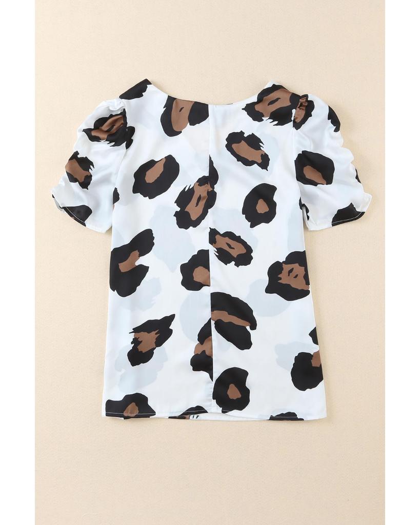 Azura Exchange Блузка с короткими рукавами и леопардовым принтом