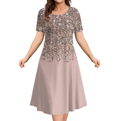 Модные элегантные женские платья Женское вечернее платье Цветной столкновительный пуловер с круглым вырезом Оверсайз Повседневная одежда А-силуэта Тренд 2024