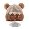Baby hat autumn and winter cute hairball pullover hat infant thickened warm ear protector knitted wool hat