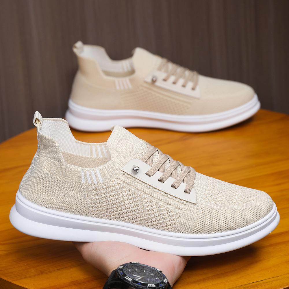 Men's Shoes Summer Breathable Fly-woven Mesh Shoes Soft Sole One Pedal Thin Casual Shoes Men's Trendy Shoes