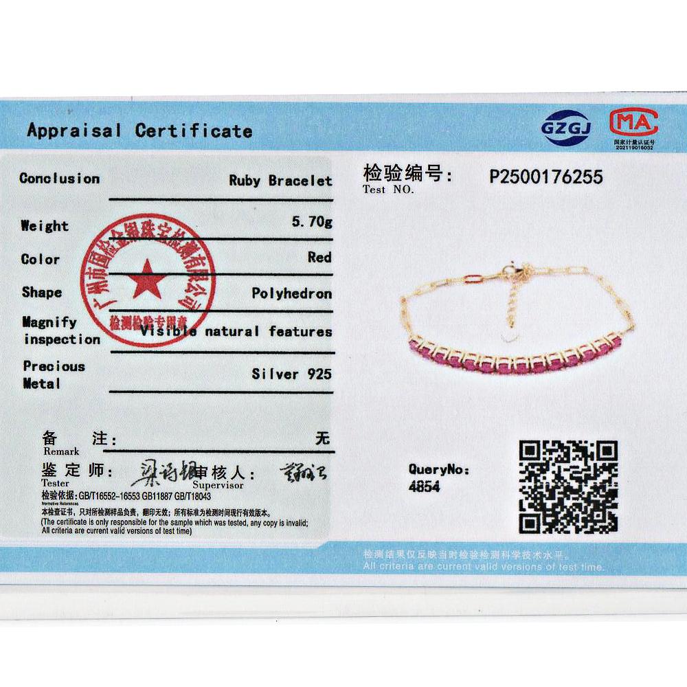 Роскошный женский браслет из серебра 925 пробы с натуральными вставками из рубина овальной формы 3*4 мм. Классические изысканные украшения для подарка на день рождения.