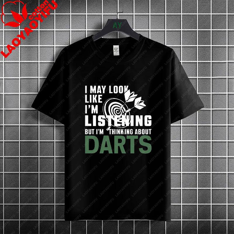 Thats Why IM Here Funny Dart and Beer Graphic TShirt 100 Cotton Short Sleeve Casual Tee Outdoor Activities Social Events