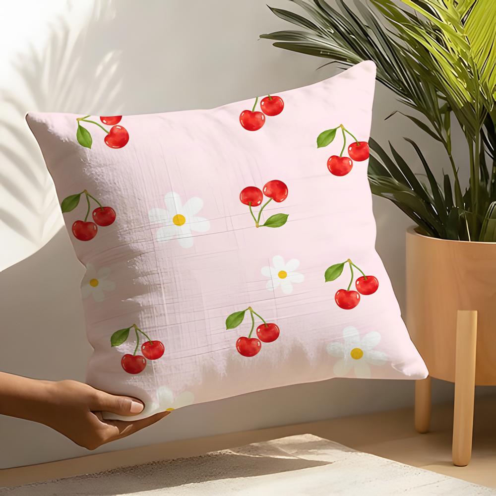 Pink bow cherry Pillow Case Home Living Room Decoration Linen Pillow Cases Cushion Cover