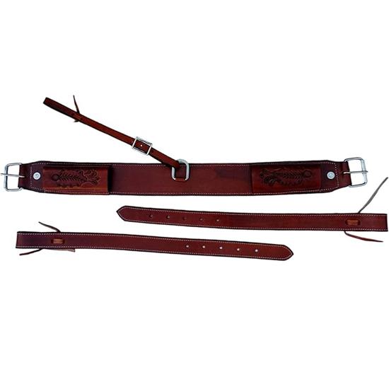 Horse Western Leather Complete Flank Cinch Set Rear Flank Back Cinch Girth Saddle Billets TACK Horse Cinches (Leather)