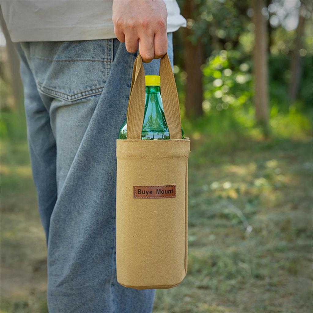 Canvas Cup Holder Bag Portable Tote For Thermos Flask Water Bottle Umbrella Universal Outdoor Accessory