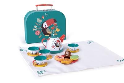 Чайный набор Hape Anywhere в чемодане для детей от 3 лет и старше, Деревянная игрушка для ролевых игр E3185,