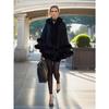 Women 2 Circle Faux Rabbit Fur Cape Poncho Winter Loose Warm Shawl Outerwear Cashmere Cloak Overcoat