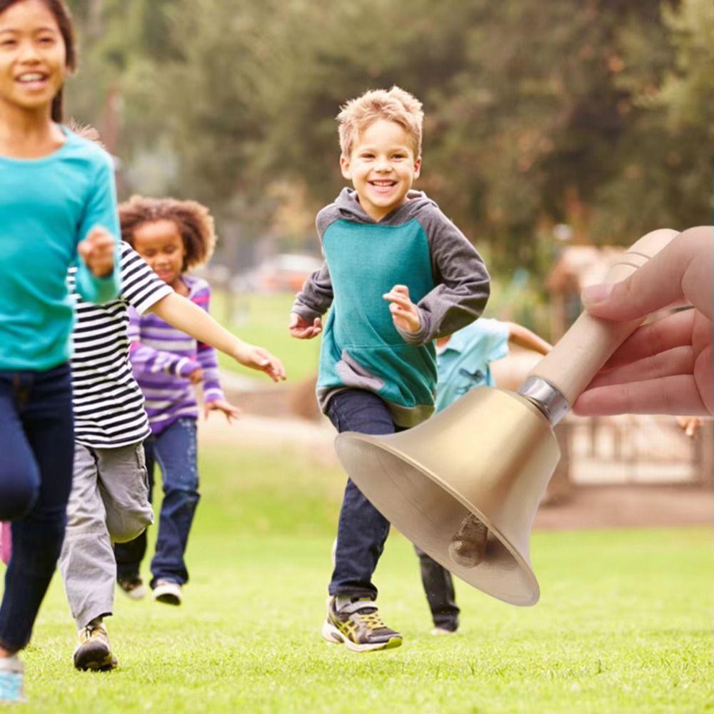 Wooden Handle Solid Brass Call Bell Multi-Purpose Brass Ringing Handbells  Wedding Ceremony